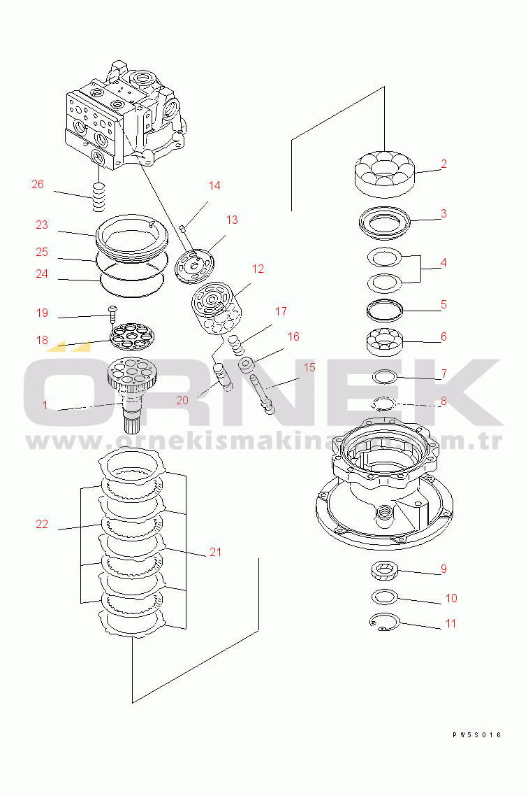 Komatsu PC228USLC-3 S/N 30001-UP (Yurtdışı Versiyonu) SWING MOTOR (2/3)