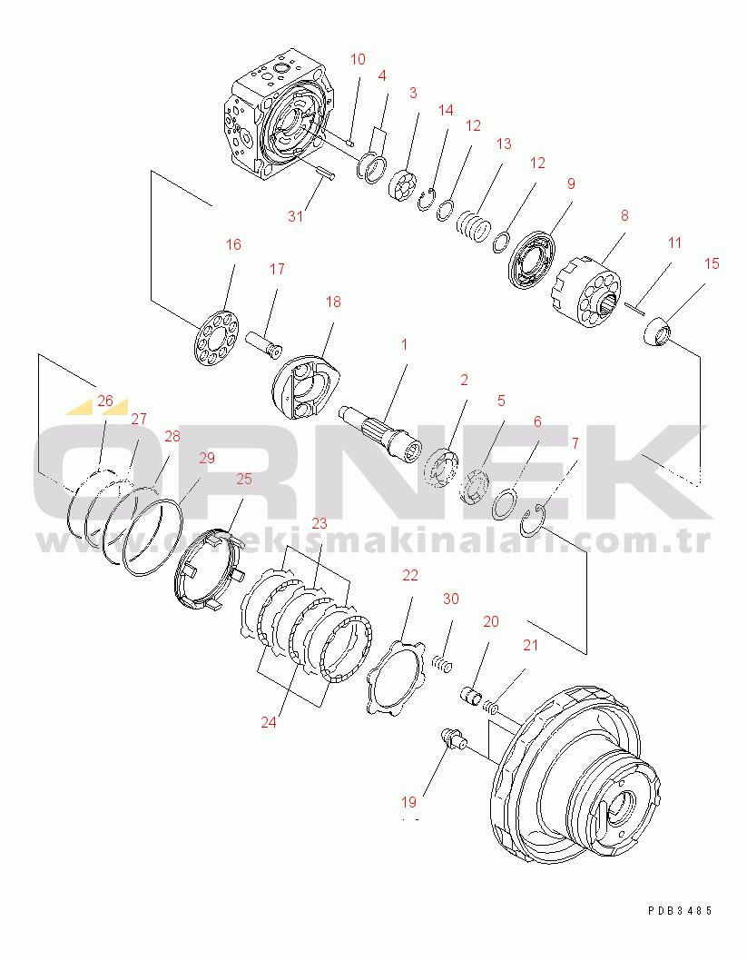 Komatsu PC228USLC-3 S/N 30001-UP (Yurtdışı Versiyonu) TRAVEL MOTOR (2/3)