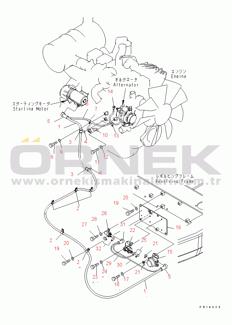 Komatsu PC228US-3-YP S/N 20001-29999 WIRING (STARTING HARNESS)(#20001-)
