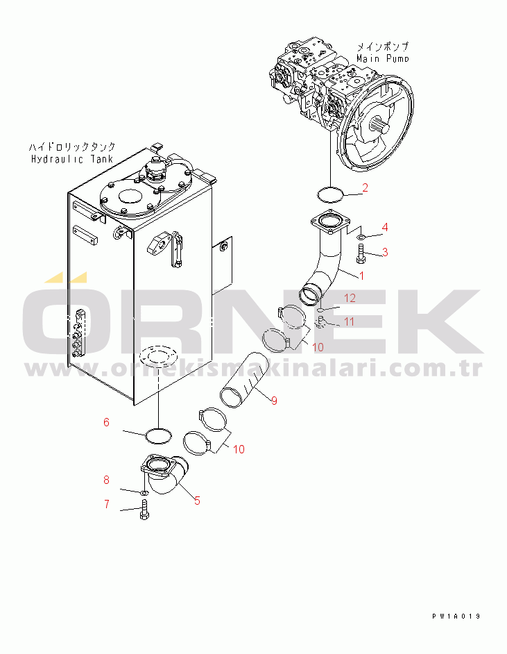 Komatsu PC228US-3-YP S/N 20001-29999 SUCTION LINE(#20001-)