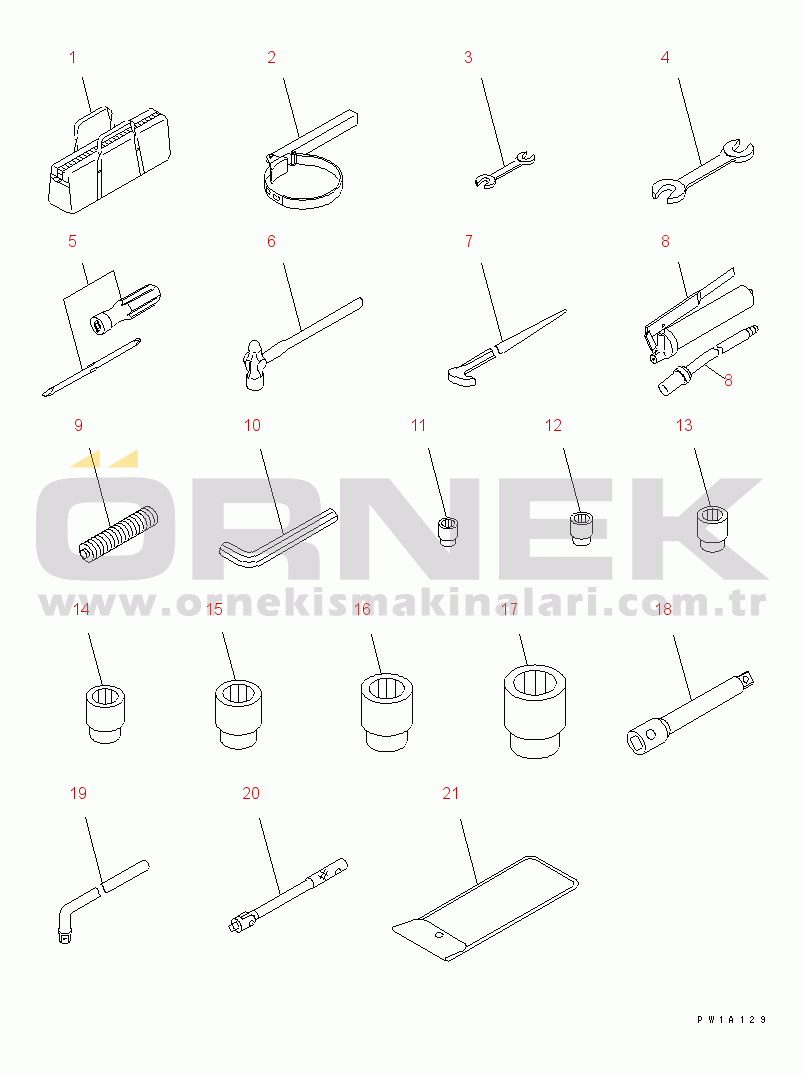 Komatsu PC228US-3-YP S/N 20001-29999 TOOL KIT(#20001-)