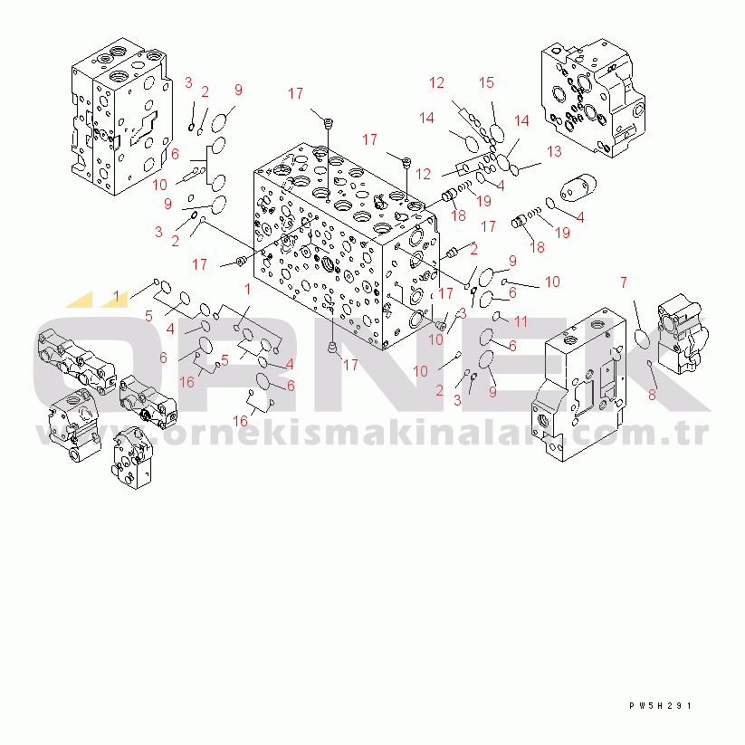 Komatsu PC228US-3E0 S/N 40001-UP (Katman 3) MAIN VALVE (7-SPOOL) (5/19)