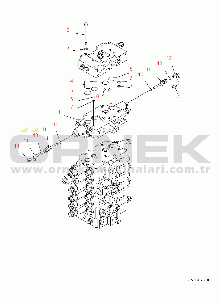 Komatsu PC228USLC-3-AP S/N 20001-29999 MAIN VALVE (CONNECTING PARTS) (1 ACTUATOR) (KIT)(#20001-)