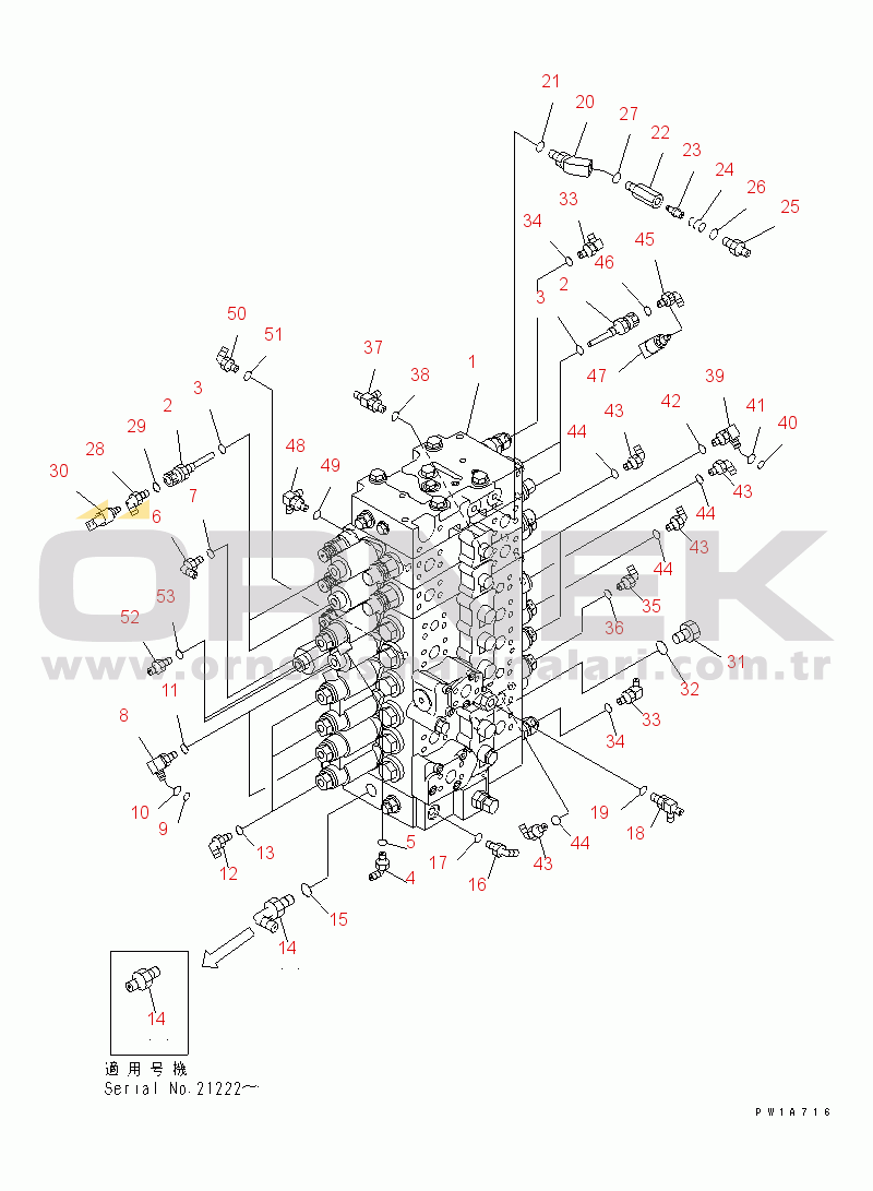 Komatsu PC228USLC-3-YB S/N 20001-29999 MAIN VALVE (CONNECTING PARTS) (2 ACTUATOR)(#20001-)