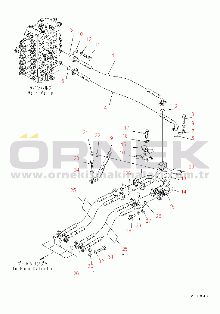Komatsu PC228USLC-3-YB S/N 20001-29999 BOOM LINE(#20001-)