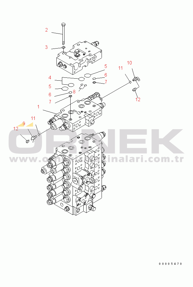 Komatsu PC228US-3N-YA S/N 30001-UP MAIN VALVE (CONNECTING PARTS) (1 ACTUATOR) (KIT)