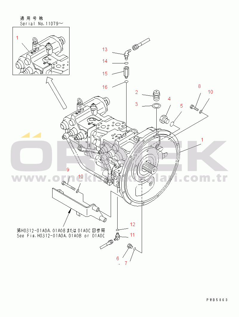 Komatsu PC228USLC-1 S/N 11001-UP (A.B.D İçin) MAIN PUMP (CONNECTING PARTS)