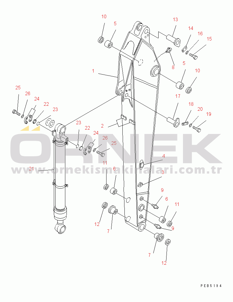 Komatsu PC230-6 S/N 10001-UP ARM (3.05M) (HEAVY DUTY) (FOR ADDITIONAL PIPING) (FOR COMPONENT)