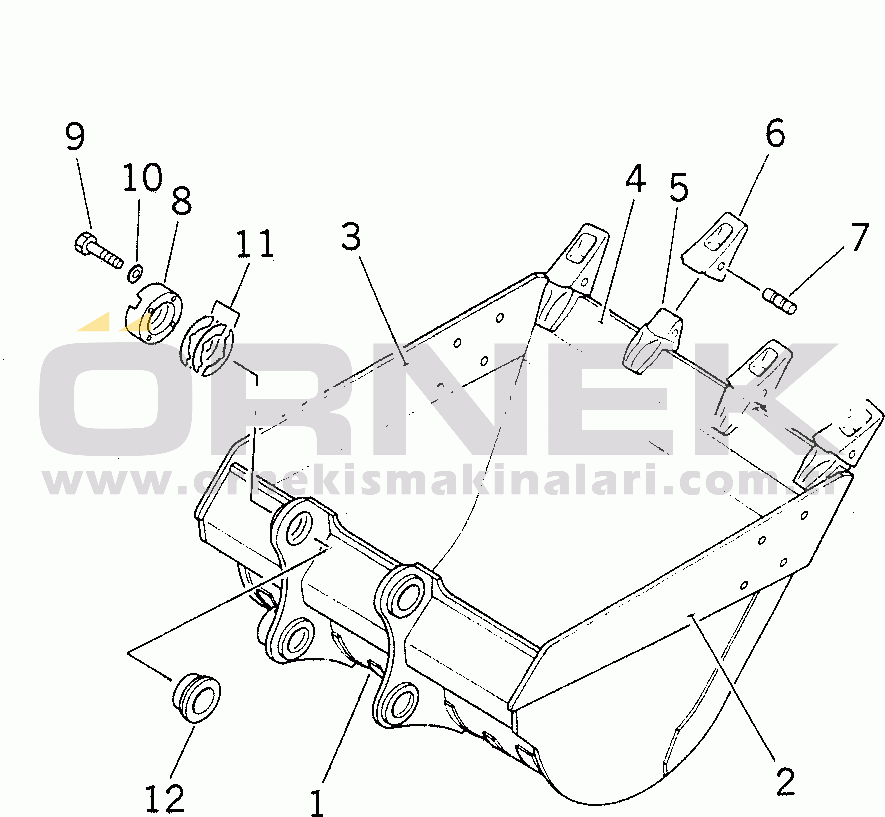 Komatsu PC230-6 S/N 10001-UP BUCKET¤ 1.0M3 (CECE 0.9M3)¤ 1155MM (HORIZONTAL PIN TYPE)         (WITH ADJUSTER)(#10001-10168)