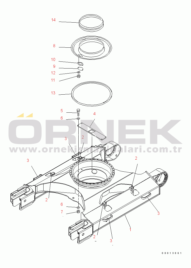 Komatsu PC230LC-7-BA S/N 11001-UP TRACK FRAME (WITH UNDER COVER)