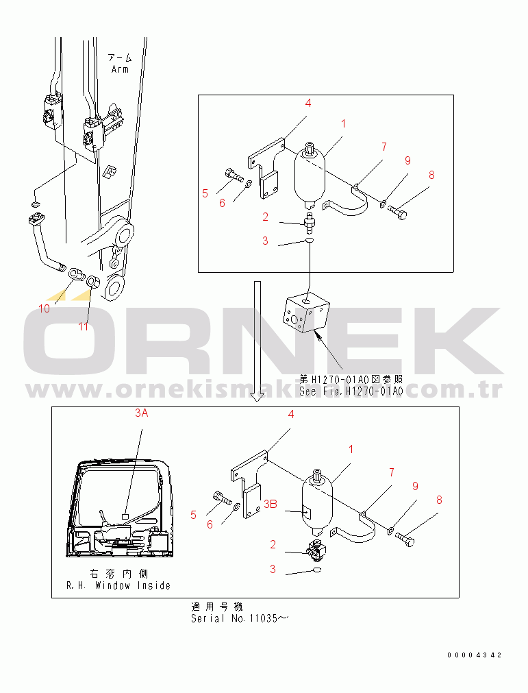 Komatsu PC230LC-7-DG S/N 11001-UP BREAKER ADAPTER (FOR KRUPP)(#11001-11038)