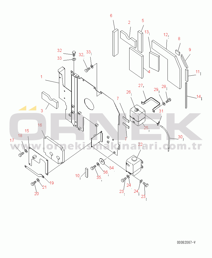 Komatsu PC270-8 S/N 30001-30116 PARTITION (LEFT SIDE)(#30001-)