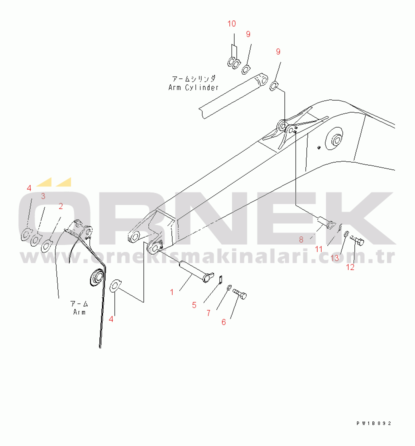 Komatsu PC270-7-AG S/N 10001-UP BOOM (TOP PIN AND ARM CYLINDER BOTTOM PIN)