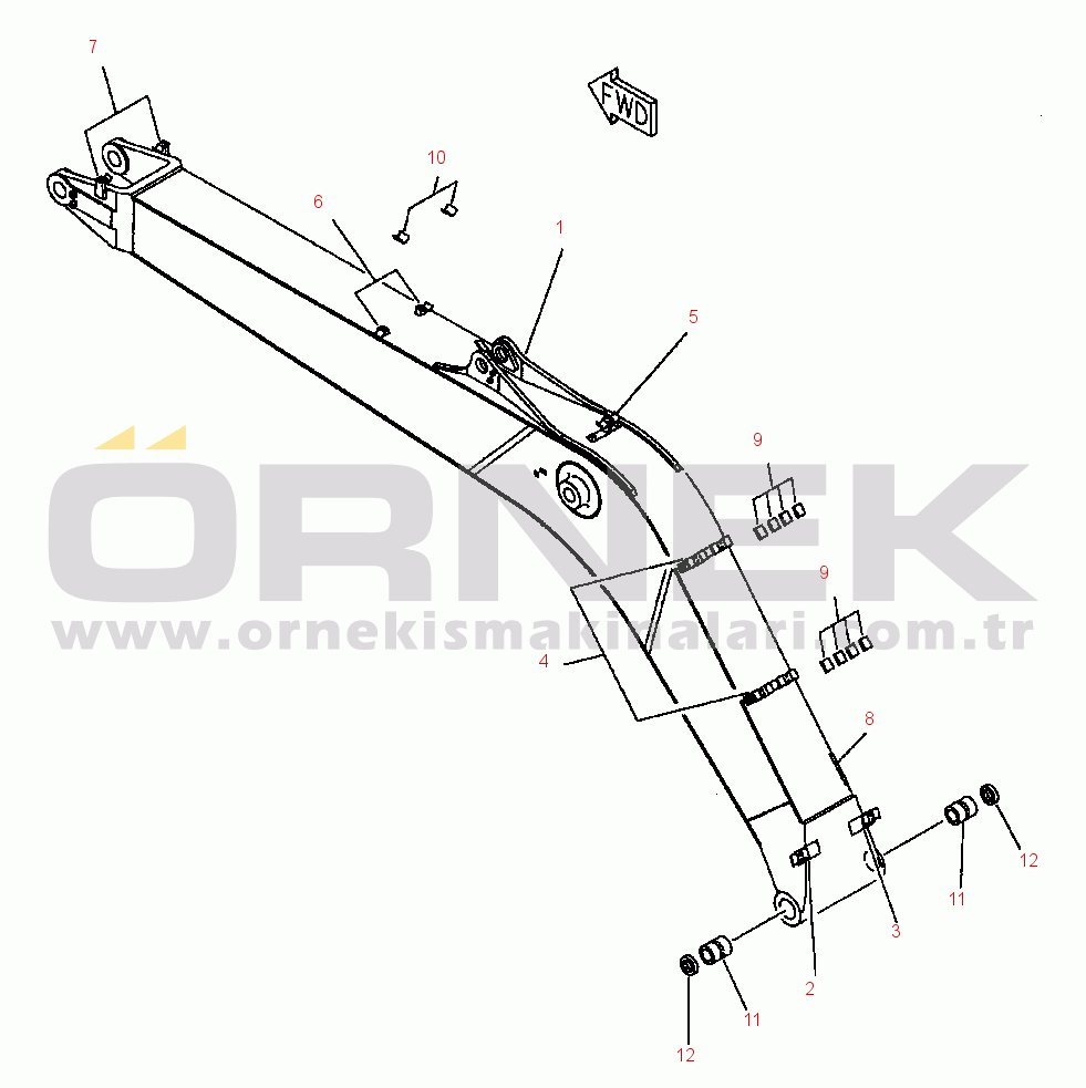 Komatsu PC270LC-6LE S/N A83001-UP FIG NO. T1110-01A2 BOOM HEAVY DUTY