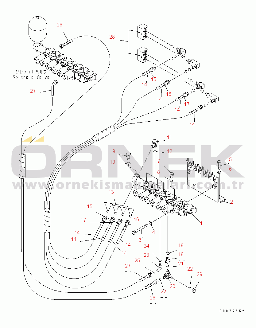 Komatsu PC270LL-7L S/N A86001-UP HYDRAULIC PIPING (ATTACHMENT SOLENOID) (2 SERVICE VALVES)