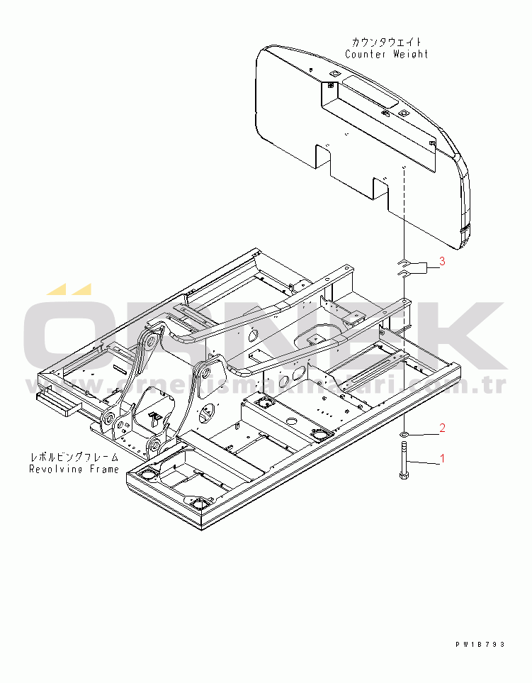 Komatsu PC270LL-7L S/N A86001-UP COUNTERWEIGHT MOUNTING