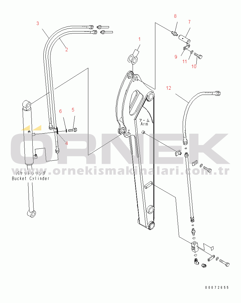 Komatsu PC27MR-3 S/N 20002-20508 (Cab Spec.) LONG ARM (PIN AND PIPING) (FOR ATTACHMENT) (FOR NORTH AMERICA)(#20002-20500)