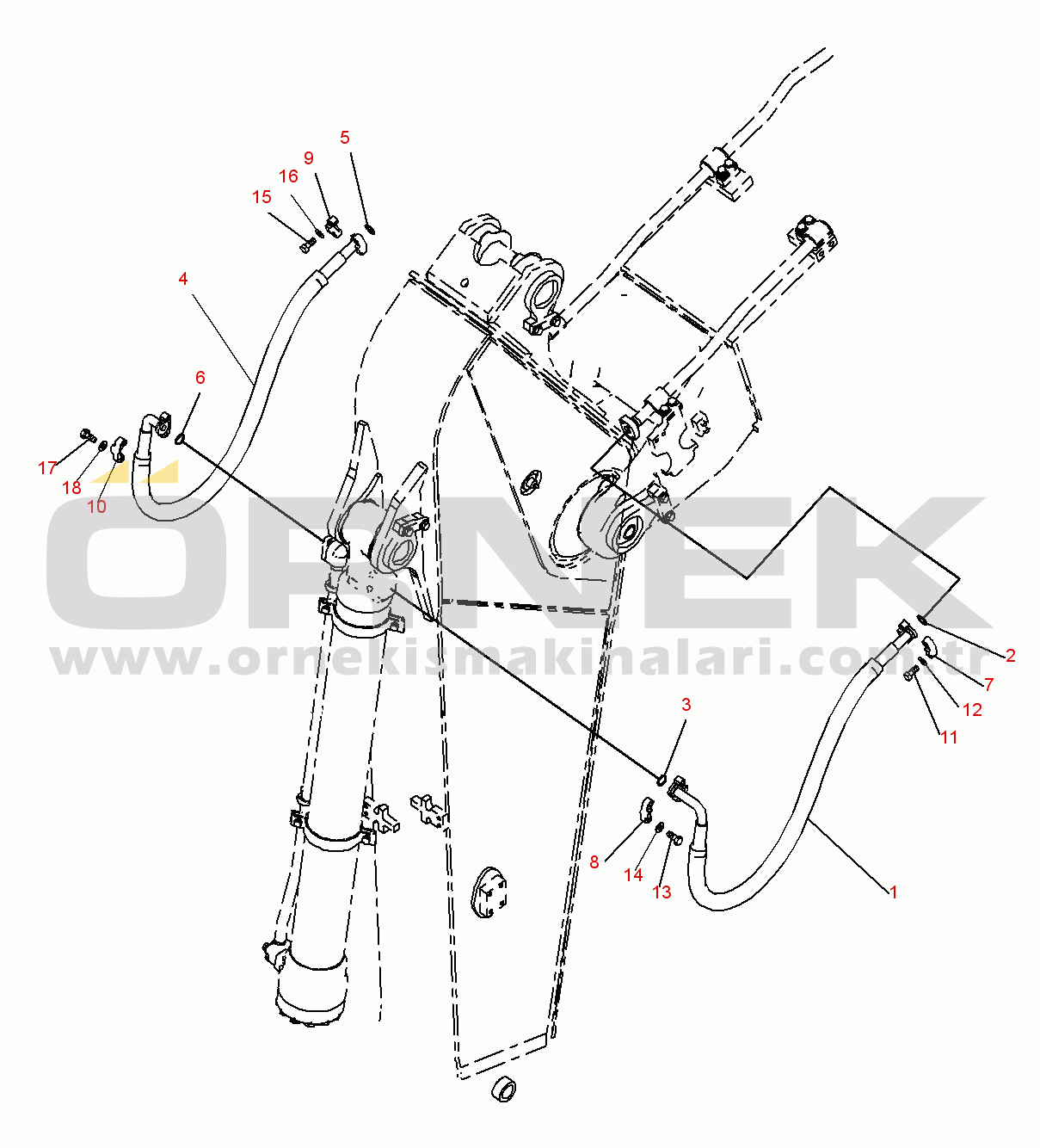 Komatsu PC290NLC-8K S/N K50001-UP 1-Actuator Piping (2.65M Arm) (1/2)