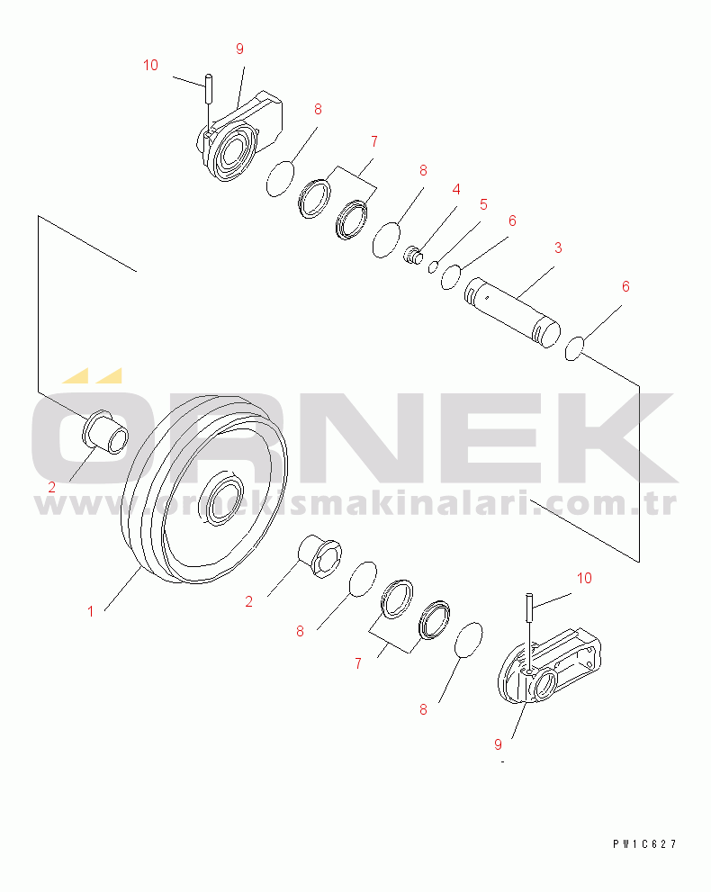 Komatsu PC290NLC-10 S/N K60001-UP Front Idler and Idler Cushion, Front Idler