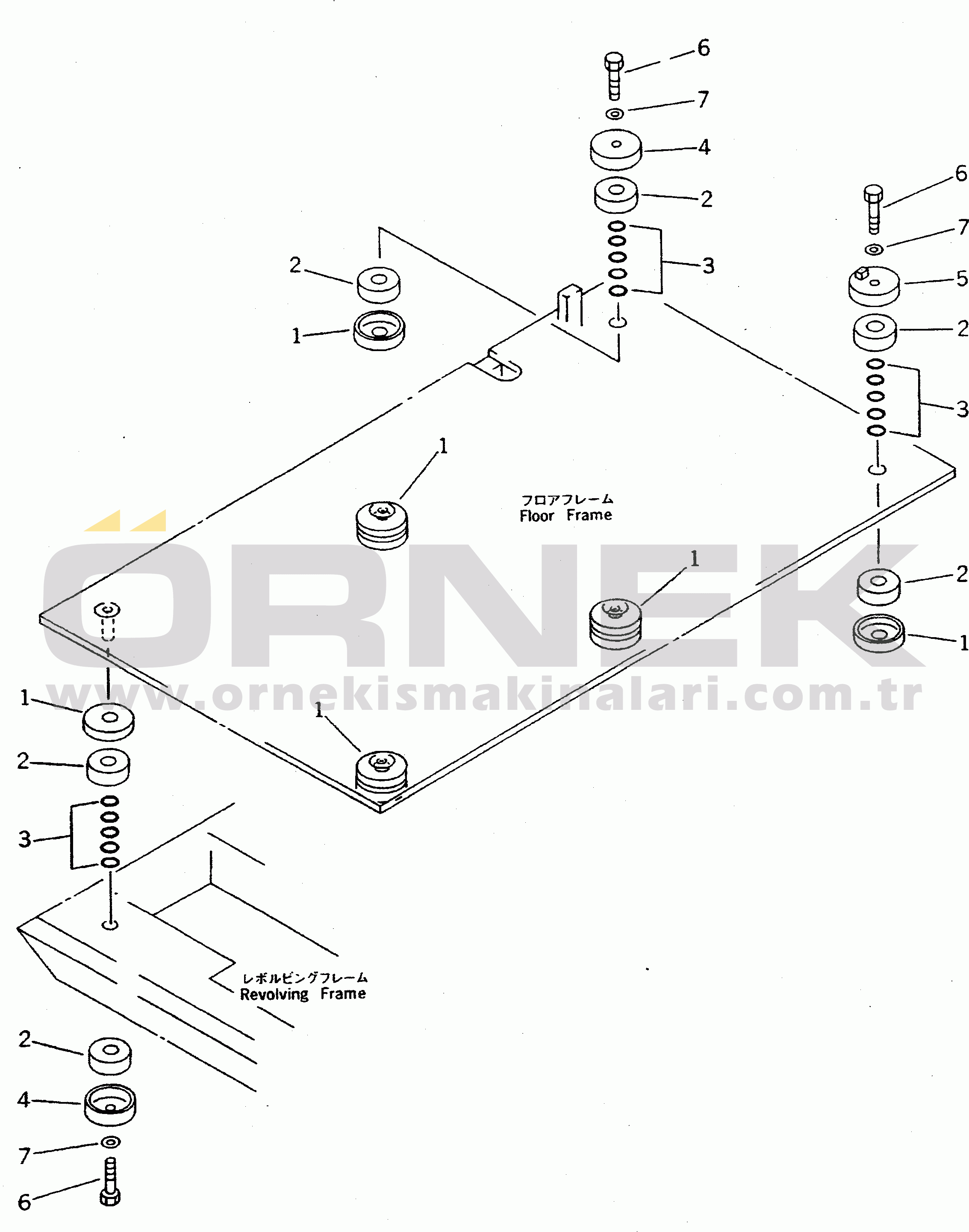 Komatsu PC300 S/N 20001-UP (Mighty Spec) FLOOR FRAME MOUNT (FOR WRIST CONTROL)