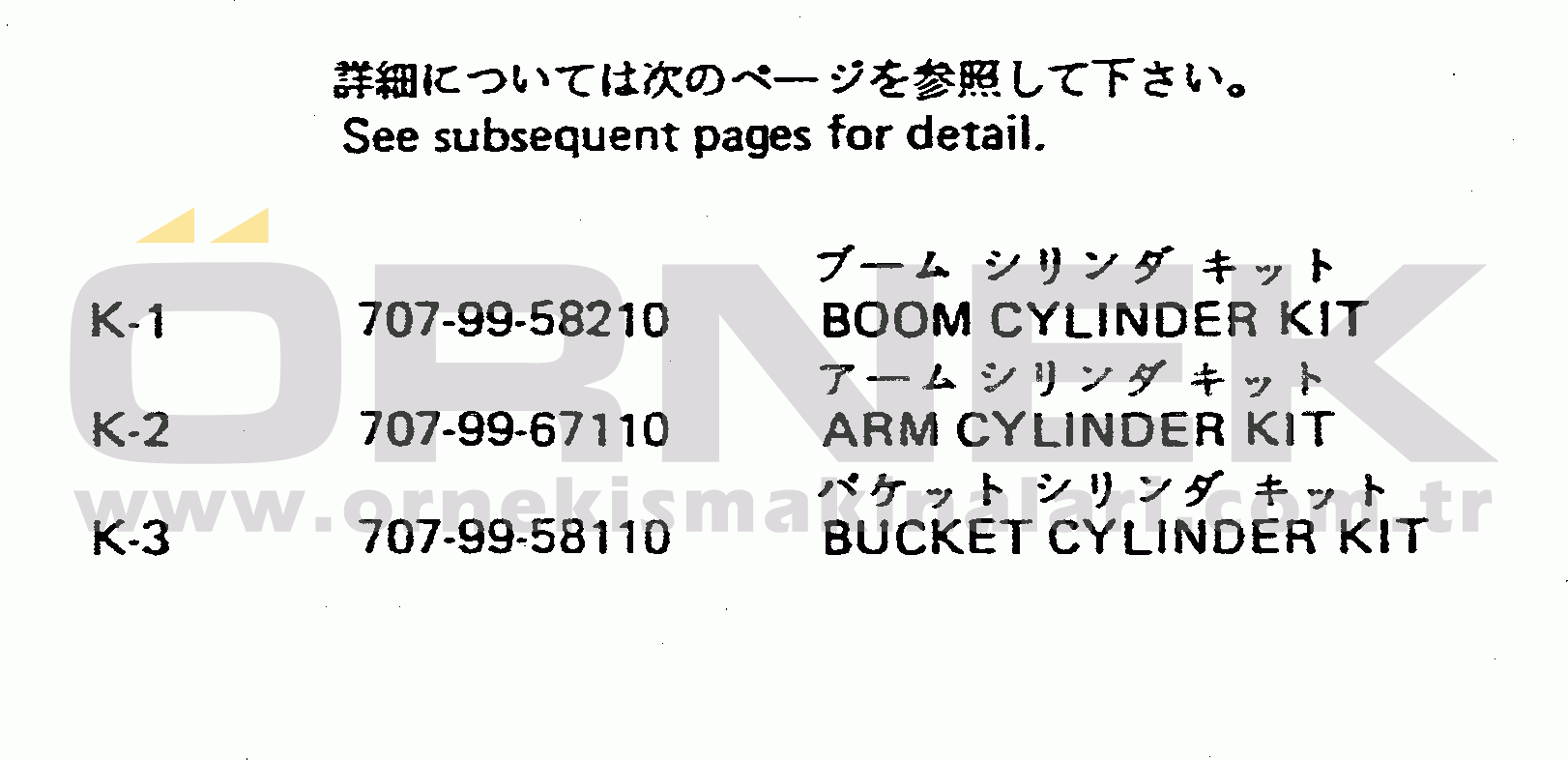 Komatsu PC300 S/N 20001-UP (Mighty Spec) KIT