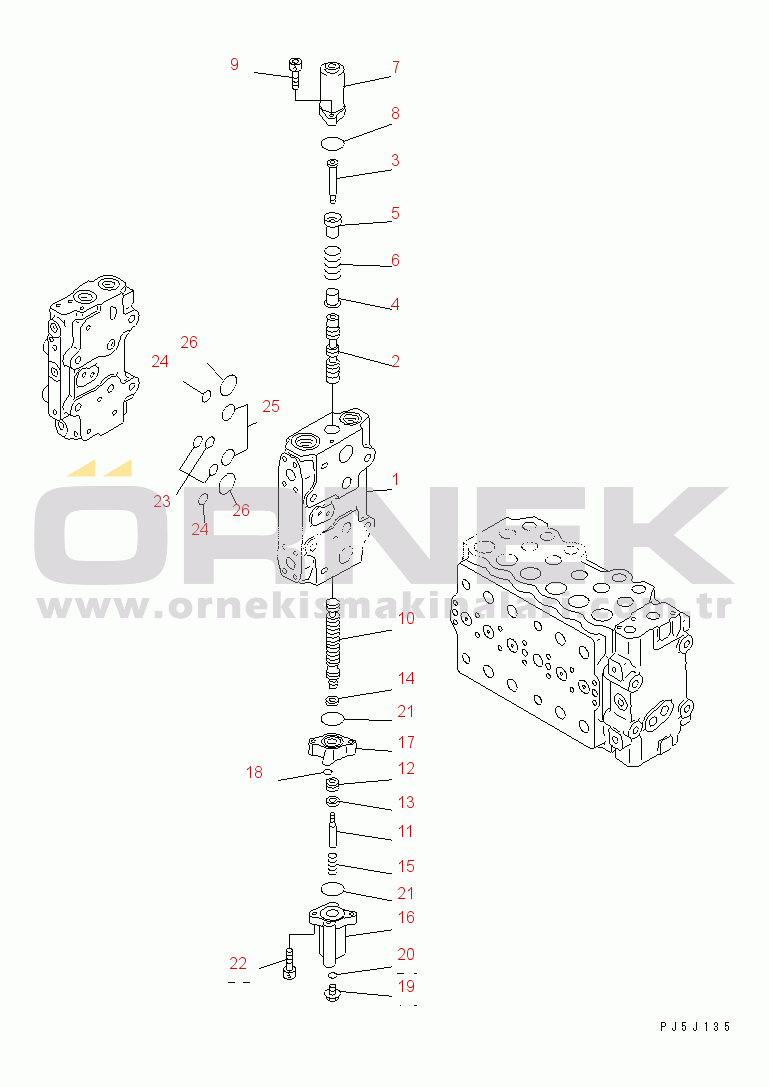 Komatsu PC300-6Z S/N 30001-UP MAIN VALVE (1-ACTUATOR) (11/12)(#30139-)