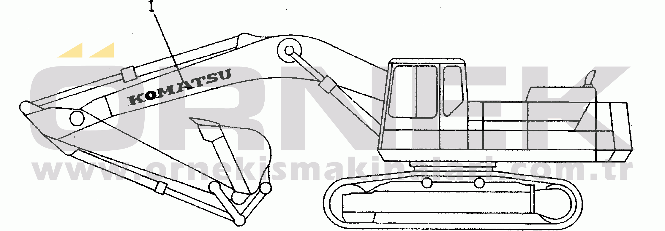 Komatsu PC300-5 S/N 20001-UP (Yurtdışı Versiyonu) MARKS AND PLATES (WORK EQUIPMENT SIDE)