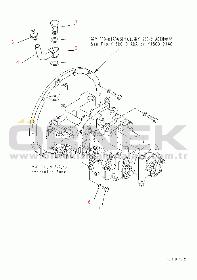 Komatsu PC300-6Z S/N 30001-UP (Custom Spec.) MAIN PUMP (CONNECTING PARTS)(#34128-)