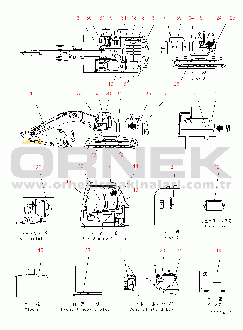 Komatsu PC300-6Z S/N 30001-UP (Custom Stan.) DECAL AND PLATE (ENGLISH)(#30139-33465)