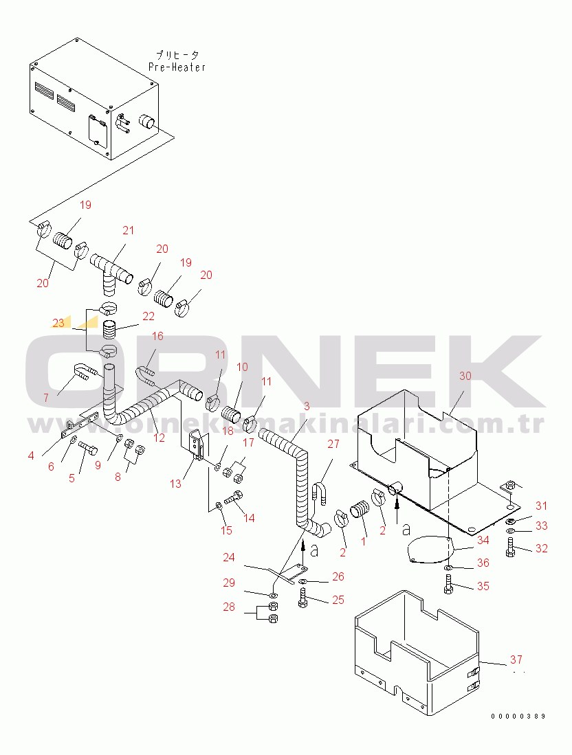 Komatsu PC300-6Z S/N 30001-UP (Custom Stan.) PRE-HEATER (DUCT) (CAB HEATER)(#34233-)