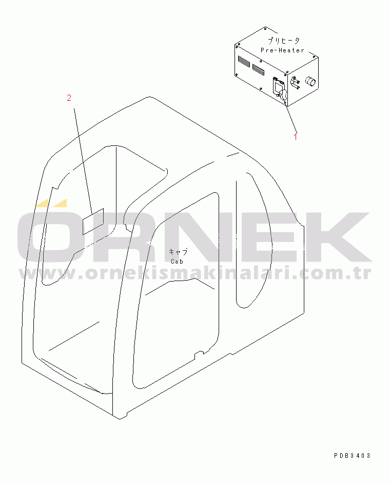Komatsu PC300-6Z S/N 30001-UP (Custom Stan.) PRE-HEATER (HEATER DECAL)(#30139-)
