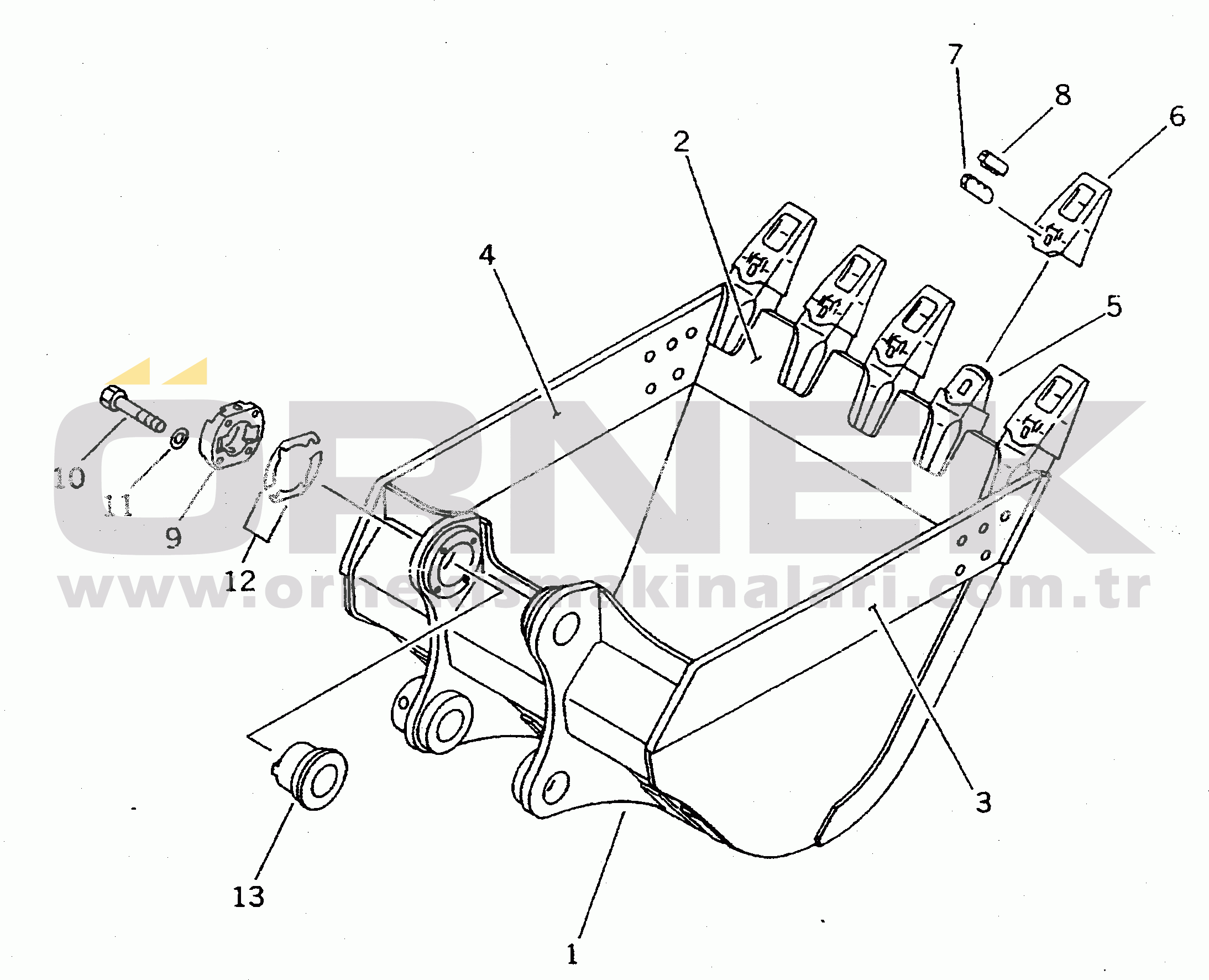 Komatsu PC300-5K S/N K20001-UP BUCKET 1.2M3¤ 1340MM (VERTICAL PIN TYPE)