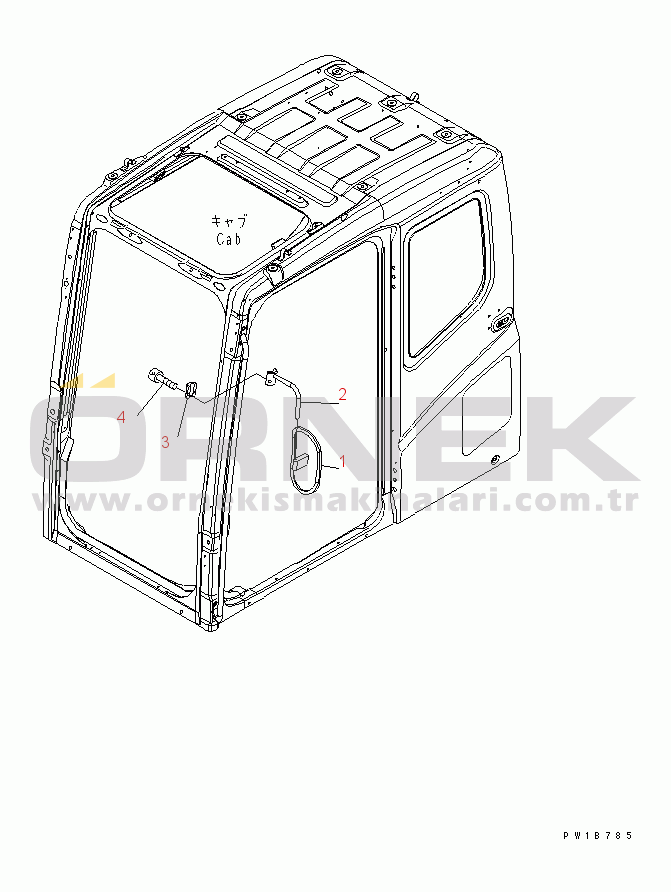 Komatsu PC300-7 S/N 40001-UP (Rops Cab / Forestry Stan. (For KAL)) REARVIEW MIRROR¤ L.H. (SINGLE)