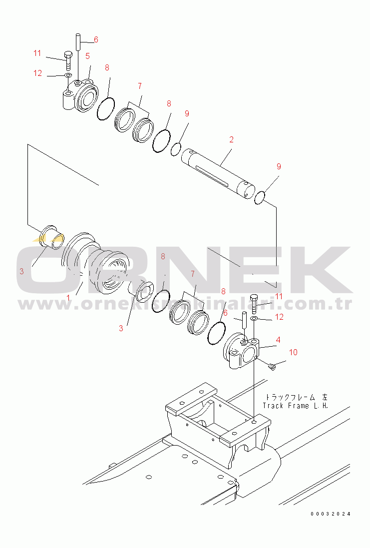Komatsu PC300-7 S/N 40001-UP (Rops Cab / Forestry Stan. (For KAL)) CARRIER ROLLER(#41107-)