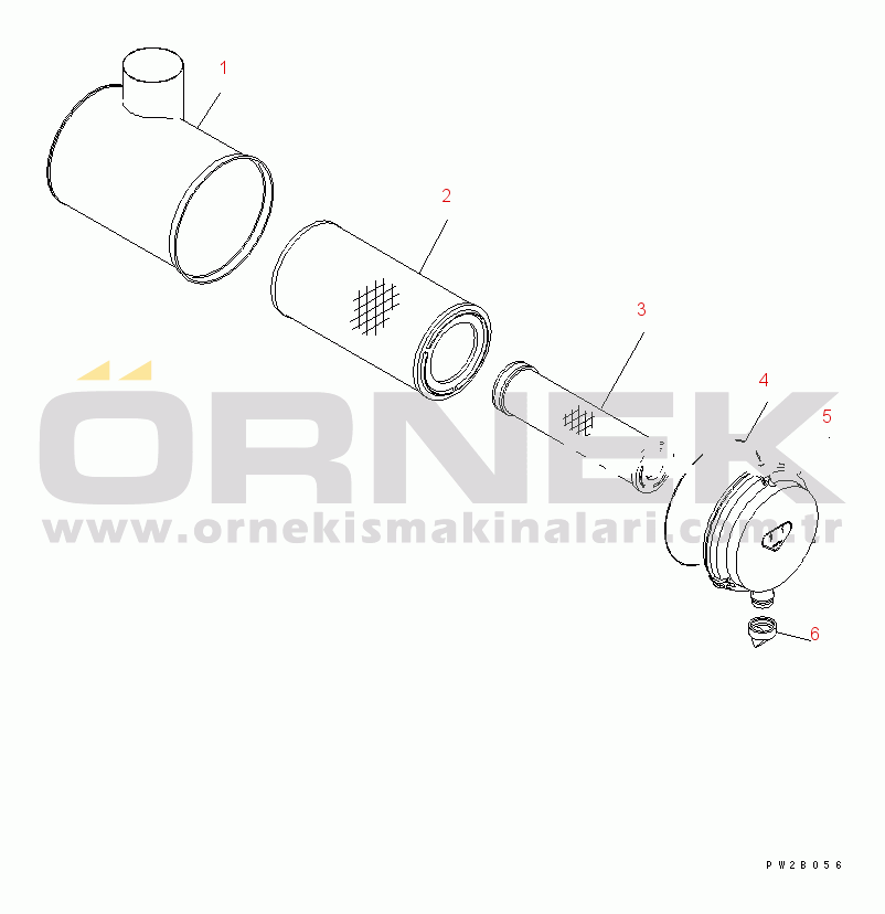 Komatsu PC300-7 S/N 40001-UP (Rops Cab / Forestry Stan. (For KAL)) AIR CLEANER (INNER PART)