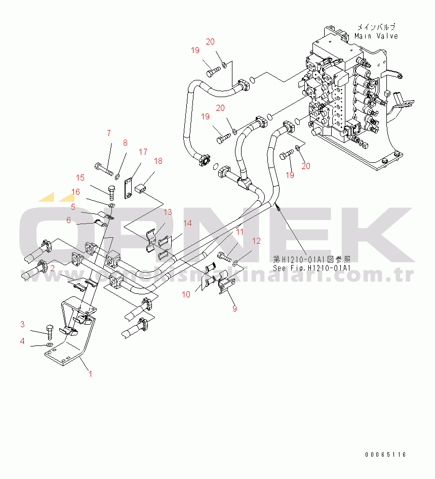 Komatsu PC300-8 S/N 60001-60021 BOOM LINE (BRACKET AND CLAMP) (WITH BURST VALVE)(#60001-)