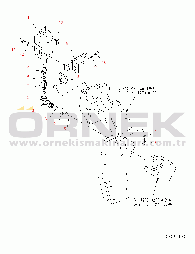 Komatsu PC300-8 S/N 60001-60021 ATTACHMENT LINES (ACCUMULATOR) (1 ACTUATOR)(#60001-)
