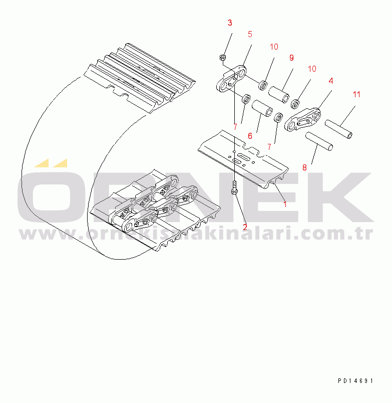 Komatsu PC300LC-3 S/N 12001-UP TRACK SHOE(#...-)