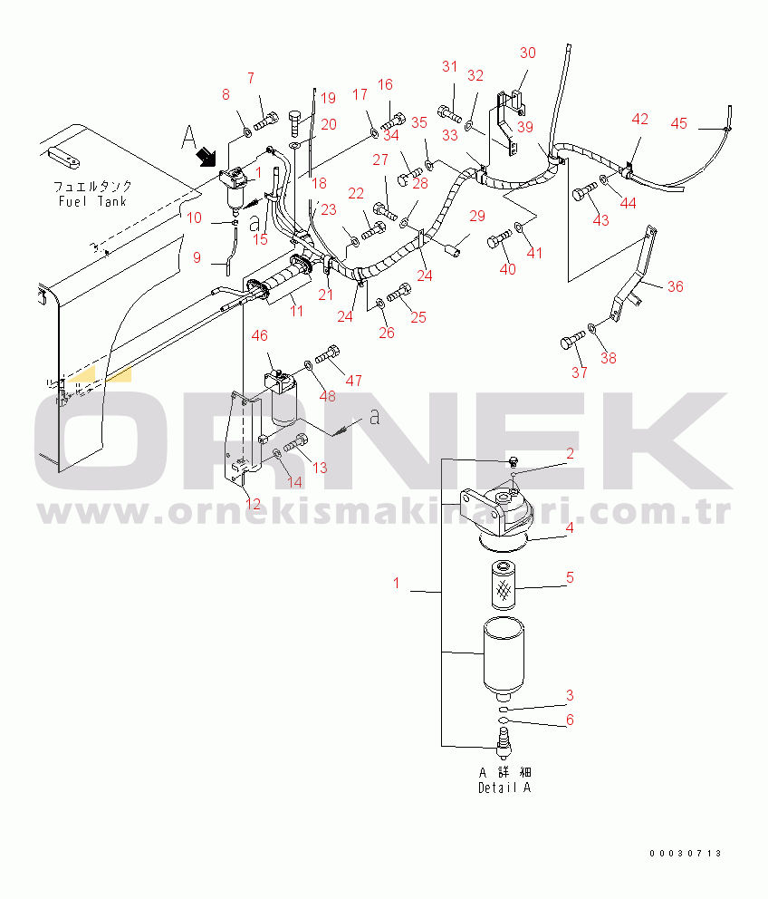 Komatsu PC300LC-7 S/N 40001-UP (Overseas Version) FUEL PIPING (WATER SEPARATOR AND FILTER) (WITH FUEL PRE-FILTER AND WATER SEPARATOR)