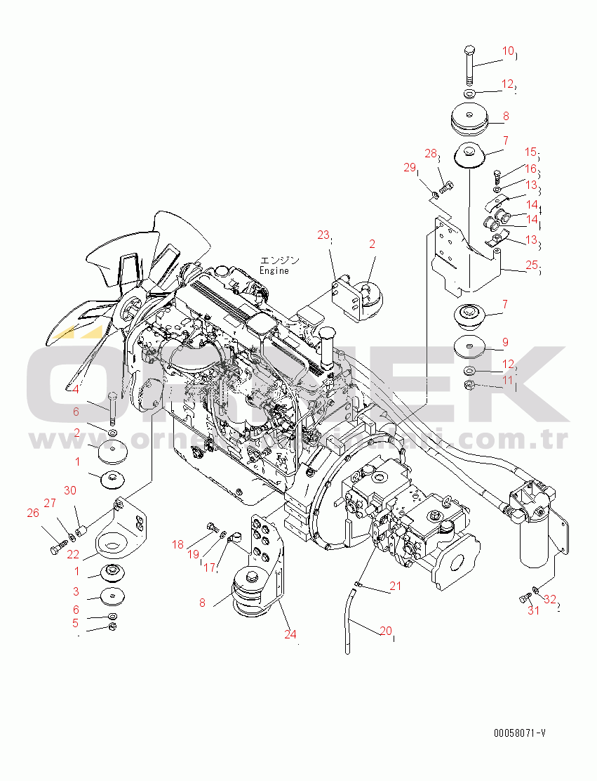 Komatsu PC300LC-8 S/N 60001-60021 ENGINE MOUNT(#60001-)