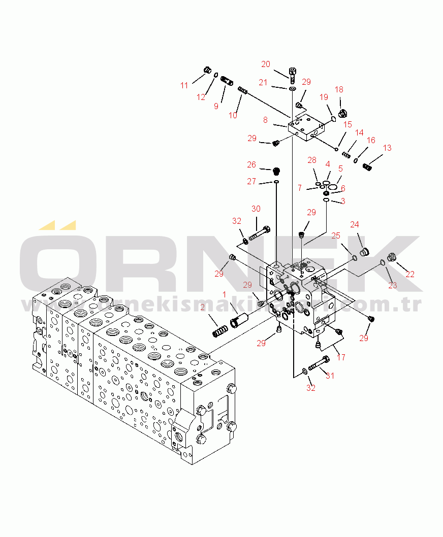 Komatsu PC300LL-7E0 S/N A86001-UP H0120-05H14 MAIN CONTROL VALVE SELF PRESSURE REDUCING VALVE