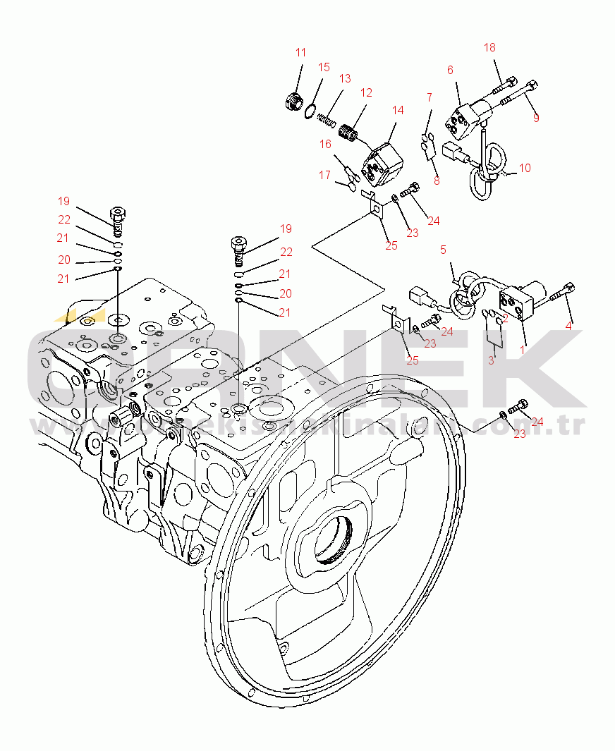 Komatsu PC300LL-7E0 S/N A86001-UP H0210-02H10 MAIN PUMP PRESSURE SENSING PILOT VALVE