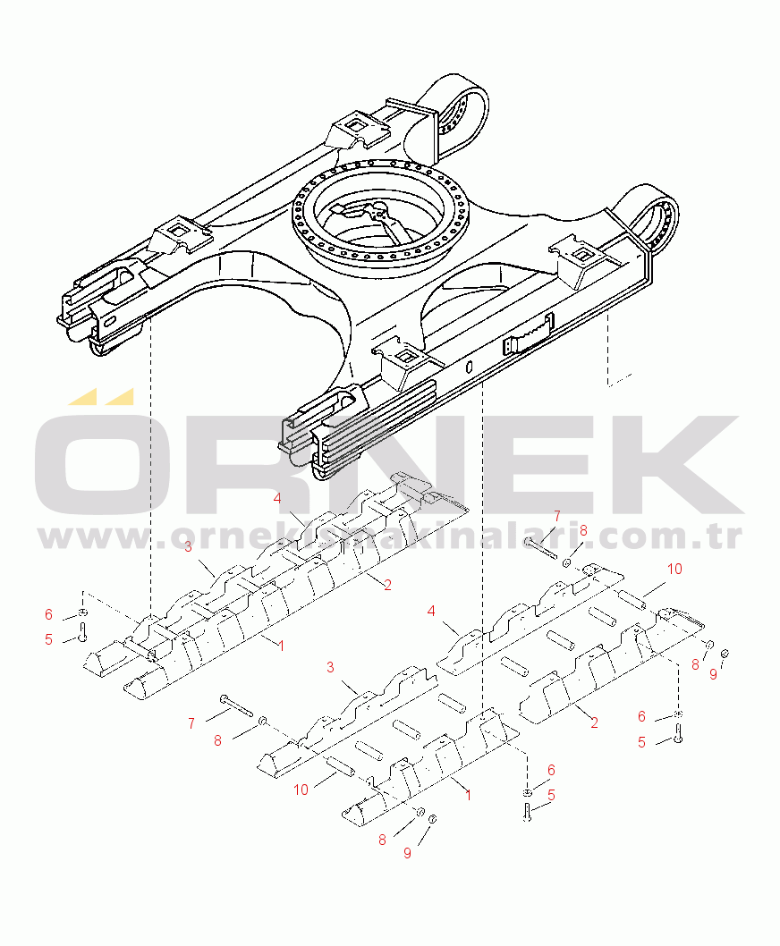 Komatsu PC300LL-7E0 S/N A86001-UP R1140-03A0 TRACK FRAME FULL ROLLER GUARD, SKI-TYPE