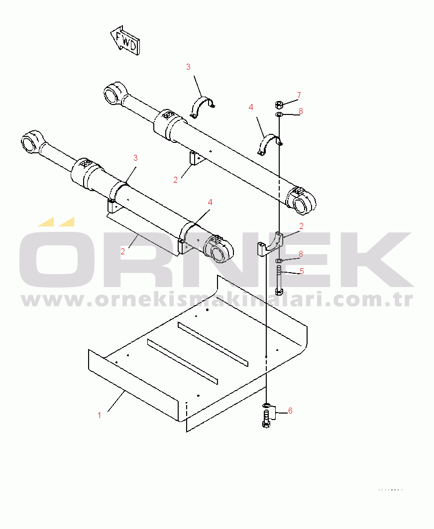 Komatsu PC300LL-7E0 S/N A86001-UP T1300-21A0 LOG LOADER CYLINDER GUARD (BOOM CYLINDER)