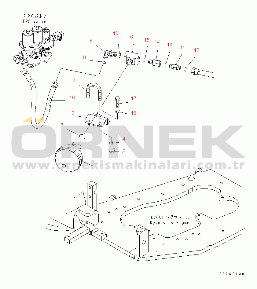 Komatsu PC30MR-3(JPN)-FOR CANOPY S/N 30001-UP MAIN VALVE (ACCUMULATOR AND PIPING)