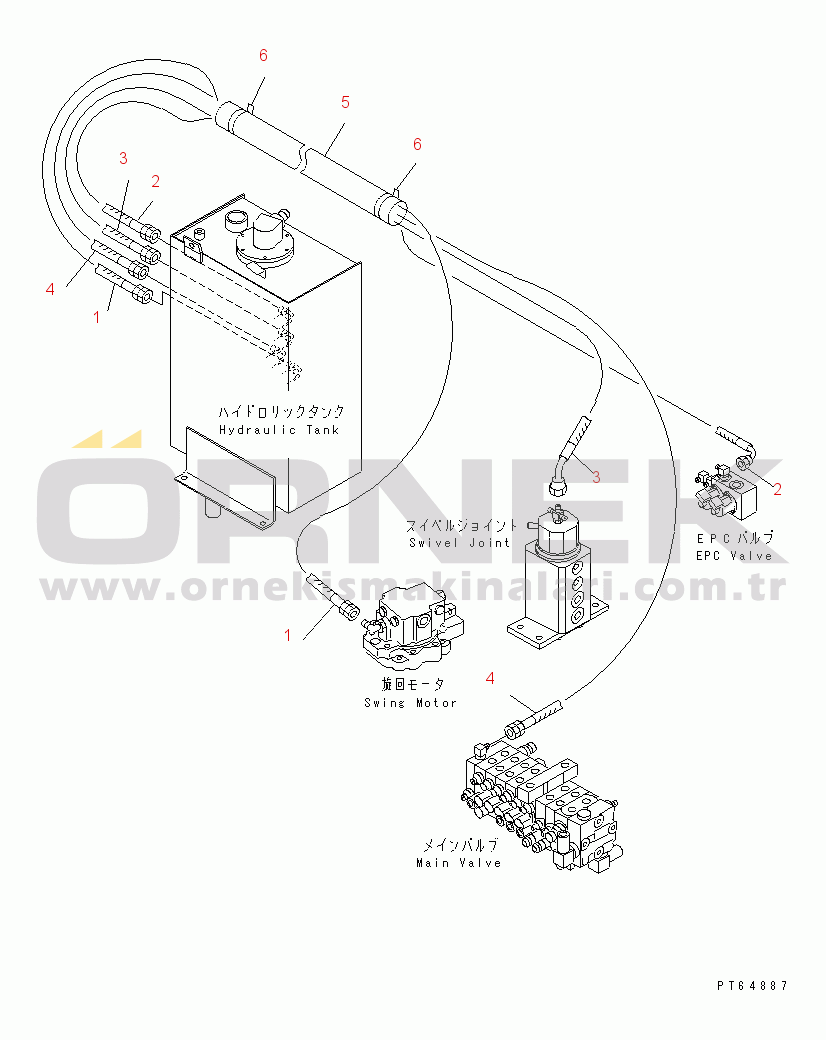 Komatsu PC30MR-1 S/N 10001-UP (KUC Spec.) HYDRAULIC PIPING (DRAIN LINE)