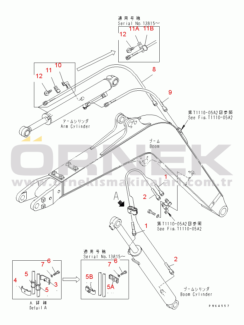 Komatsu PC30MR-1 S/N 10001-UP BOOM PIPING (HOSE) (FOR SLIDE ARM)