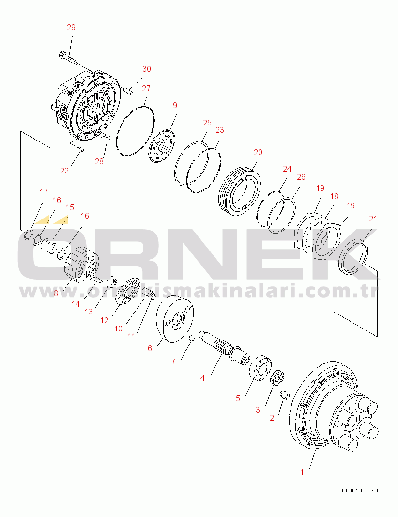 Komatsu PC30MR-2 S/N 20001-UP (Canopy Stan.) TRAVEL MOTOR (HYDRAULIC MOTOR 1/2) (2/3)