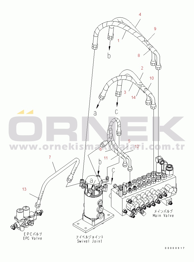 Komatsu PC30MR-2-B S/N 20001-UP ACTUATOR LINE (TRAVEL AND BLADE)