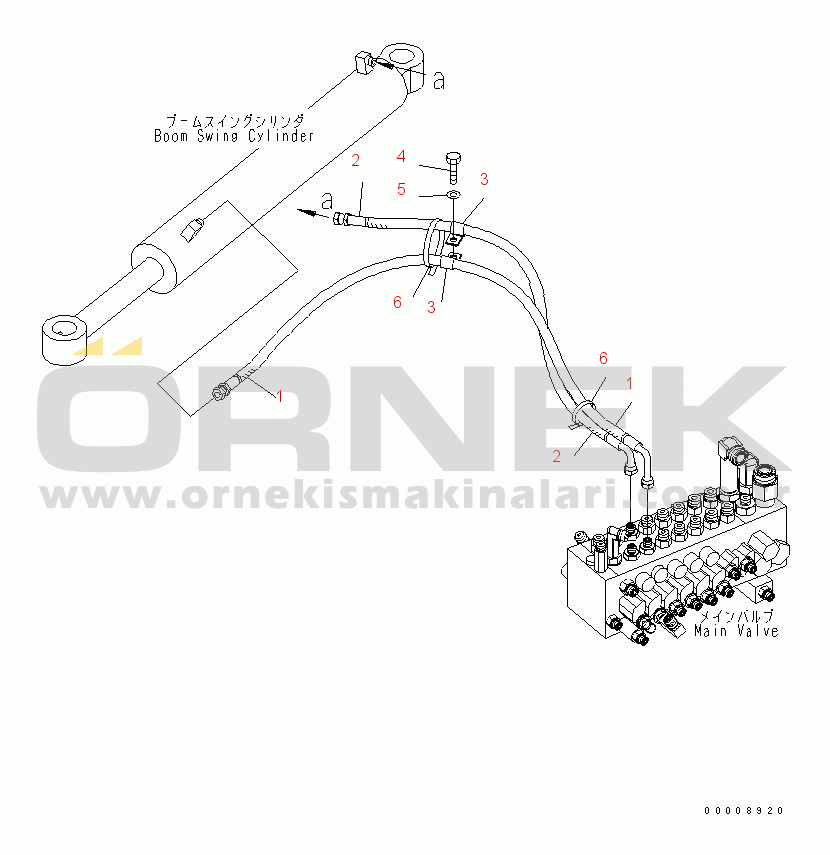 Komatsu PC30MR-2-B S/N 20001-UP ACTUATOR LINE (BOOM SWING)